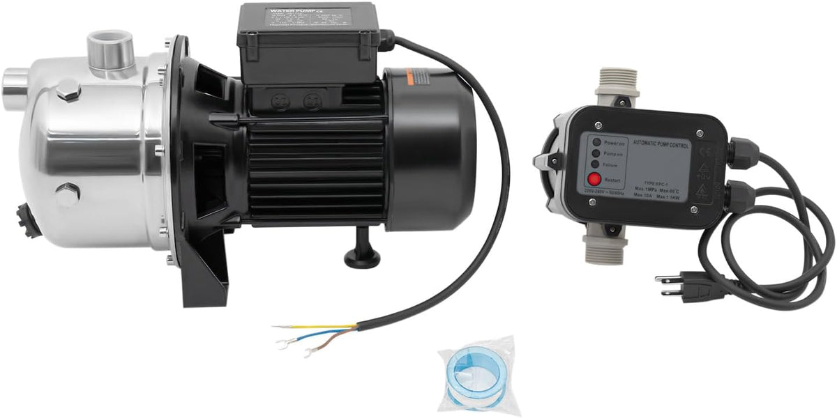 Shallow Well Pump, 115V Portable Garden Jet Pump with Controller, 1.5 HP 1200 GPH Sprinkler Booster Jet Pump with Pressure Tank, Shallow Well Pump for Garden Lawn Irrigation System