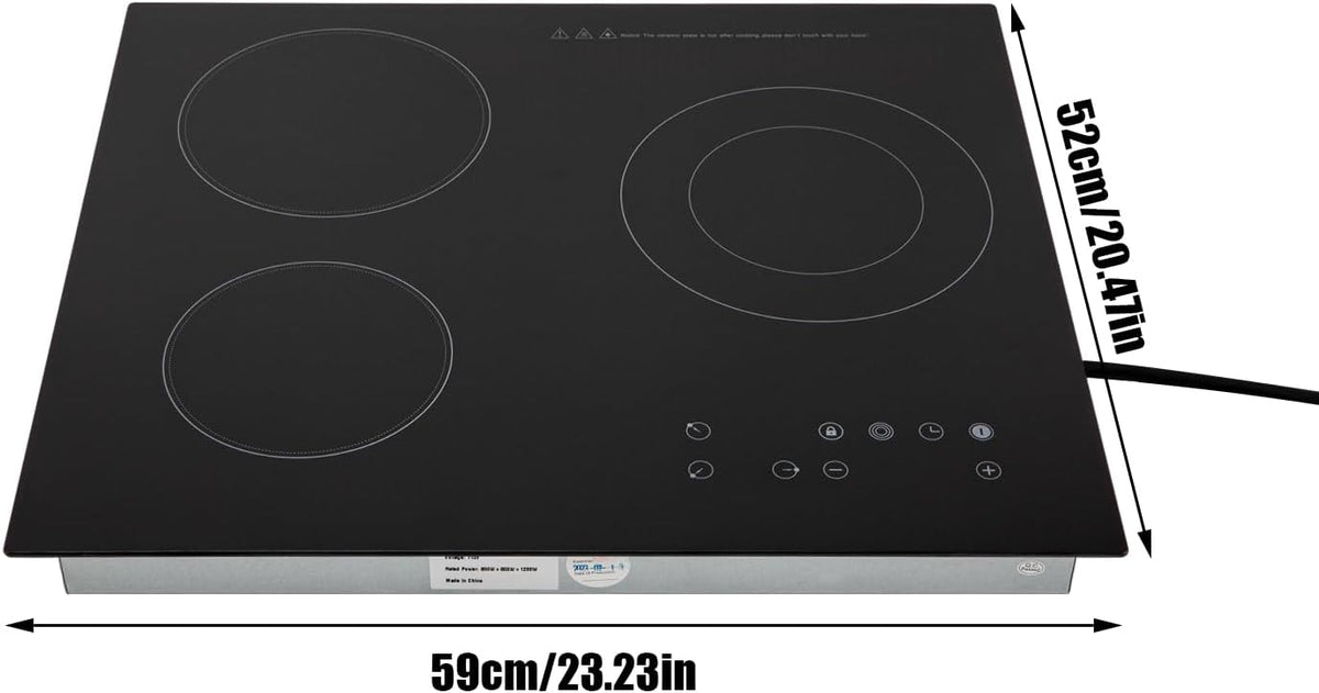 3 Burner Induction Cooktop, 2600W Portable Electric Stove Countertop Built-in, 9 Power Levels & LED Touch Screen, 120min Timer & 1202°F Temp Control, Black Ceramic Cooktop for Kitchen Restaurant