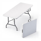 2 PACK of 4 Feet Foldable Table Adjustable Height with Built in Handle, Steel Legs | 4FT Heavy Duty Portable | Perfect for Party Dining Wedding Events Picnic Indoor Outdoor Camping Folding - 4 Foot