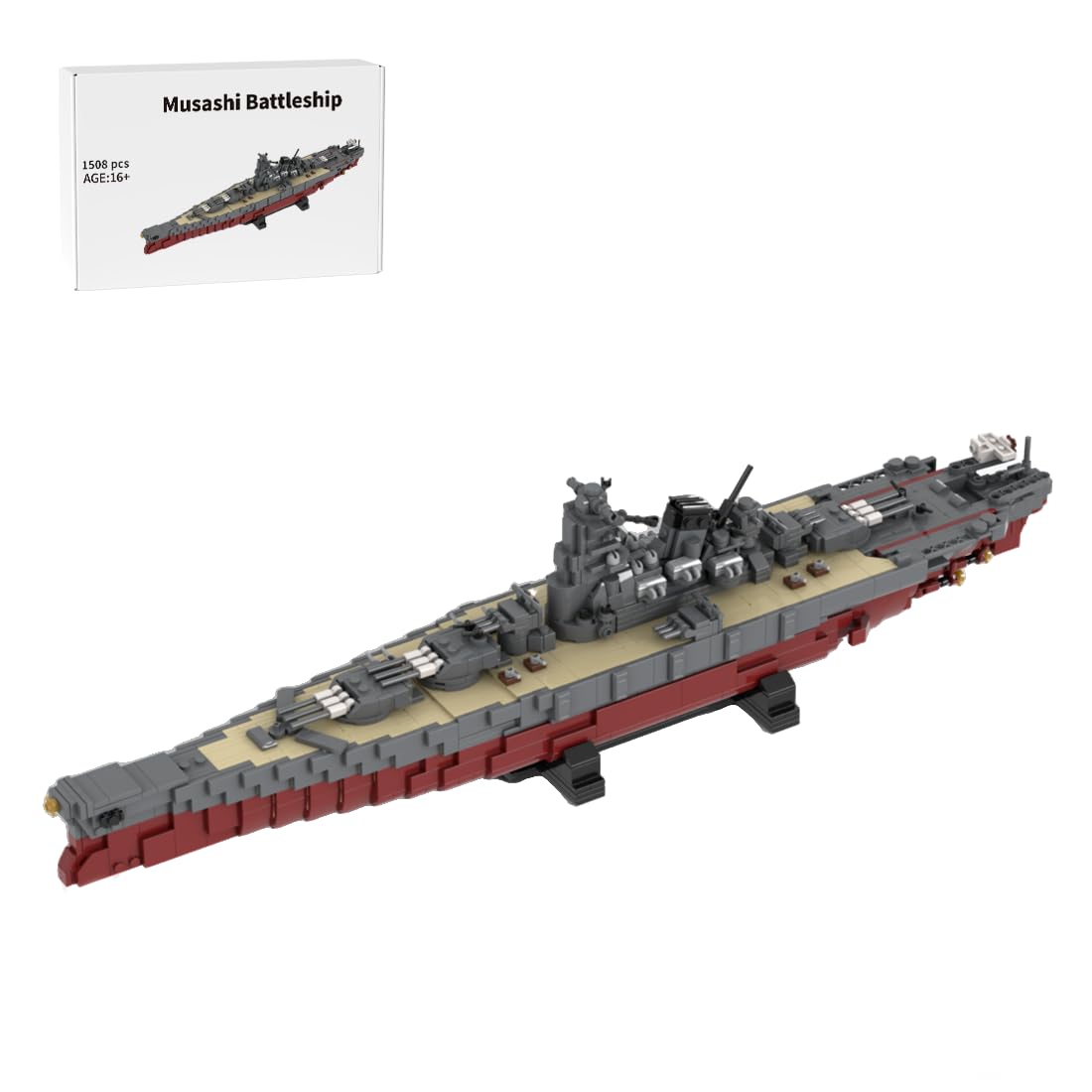 GoAssemb Yamato Battleship Military Building Blocks Set, Collectible Imperial Japanese Navy Battleship Model to Build and Display, Gift Ideal for Military Enthusiasts, G-60429-6 (1623PCS)