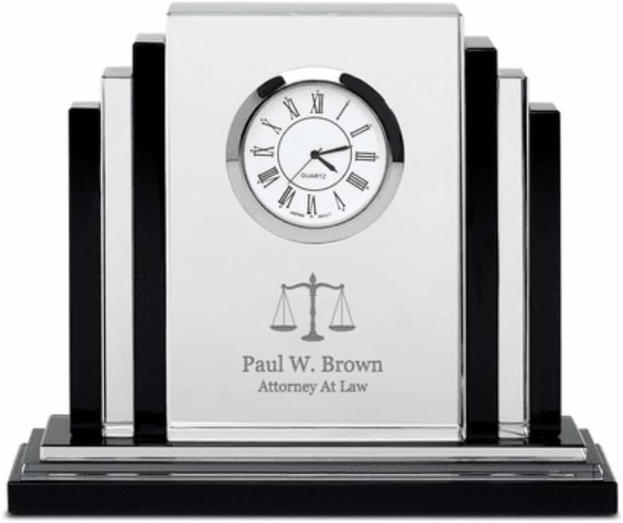Executive Gift Shoppe Lawyer Personalized Step Design Premier Crystal Clock