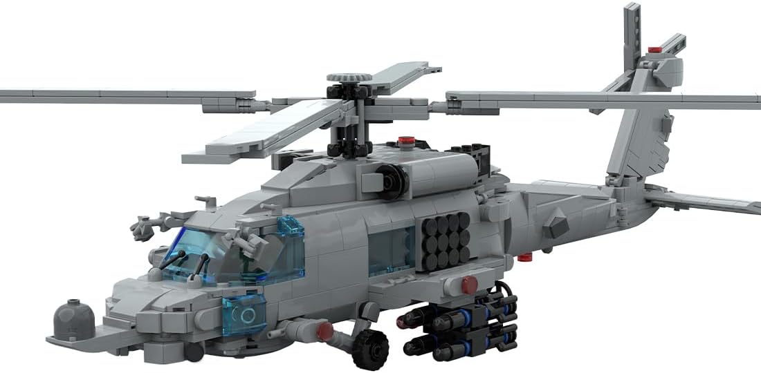 Helicopter Building Kit, MH-60R Seahawk Military Helicopter Model Toy Sets, Creative MOC Building Blocks for Adults (1252PCS)