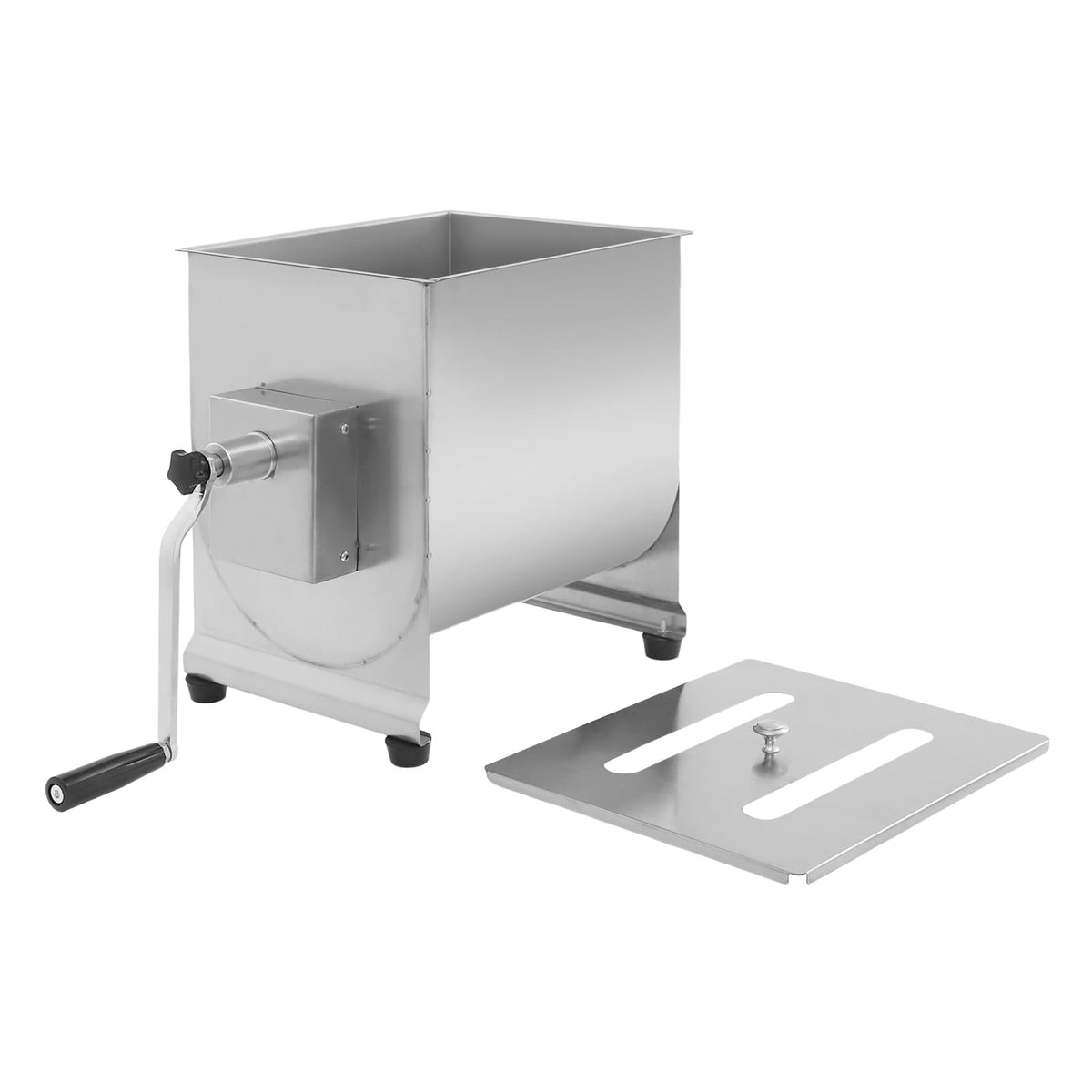 Manual Meat Mixer 22lbs capacity Stainless Steel Hand Crank Meat Mixer with 90° Tilting Tank & Removable Paddle for Sausage Processing