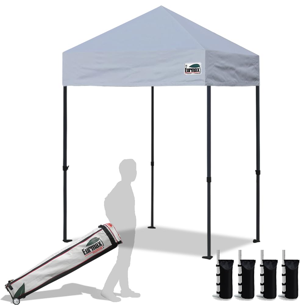 Eurmax USA 10x10ft Pop Up Canopy,Commercial Instant Tent for Outdoor Events,Patented No-Tip Rolling Storage Bag with 4 Sandbags,UV & Water Resistant,Heavy Duty Portable Shelter Gazebo,White