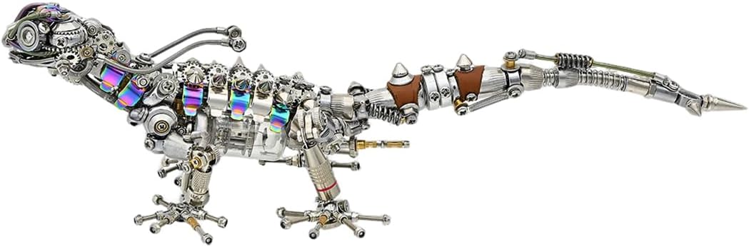 3D Metal Puzzle Animal Model Kit, 1000PCS DIY Assemble Steampunk Mechanical Lizard Model with LED Light, Creative Handcrafted Metal Art Craft Desktop Display & Decoration for Adults