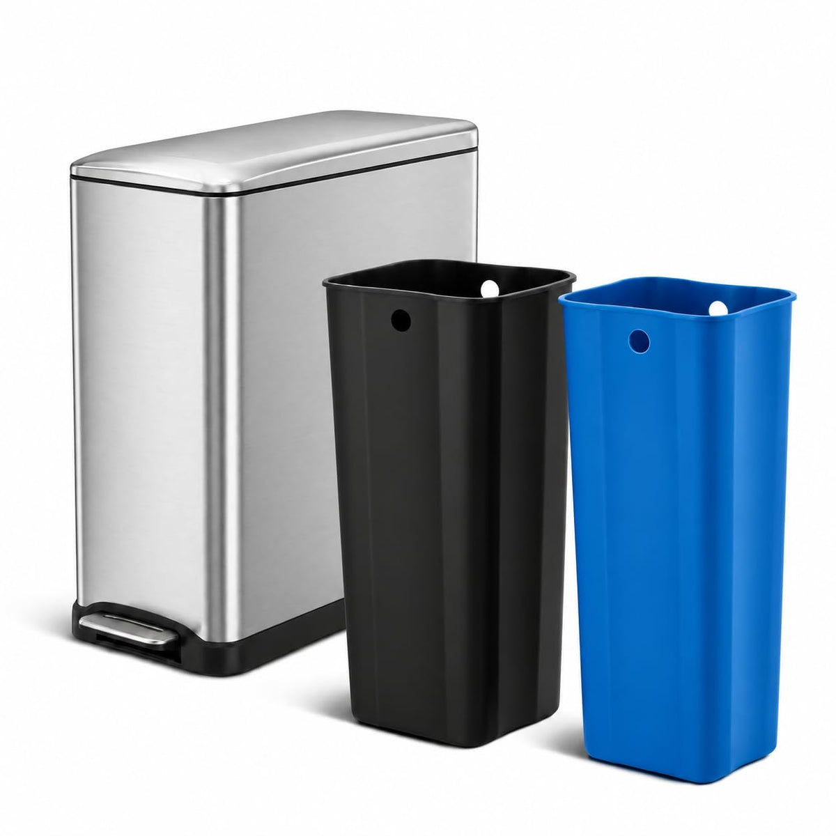 Home Zone Living 13 Gallon Kitchen Trash Can with Dual Compartments