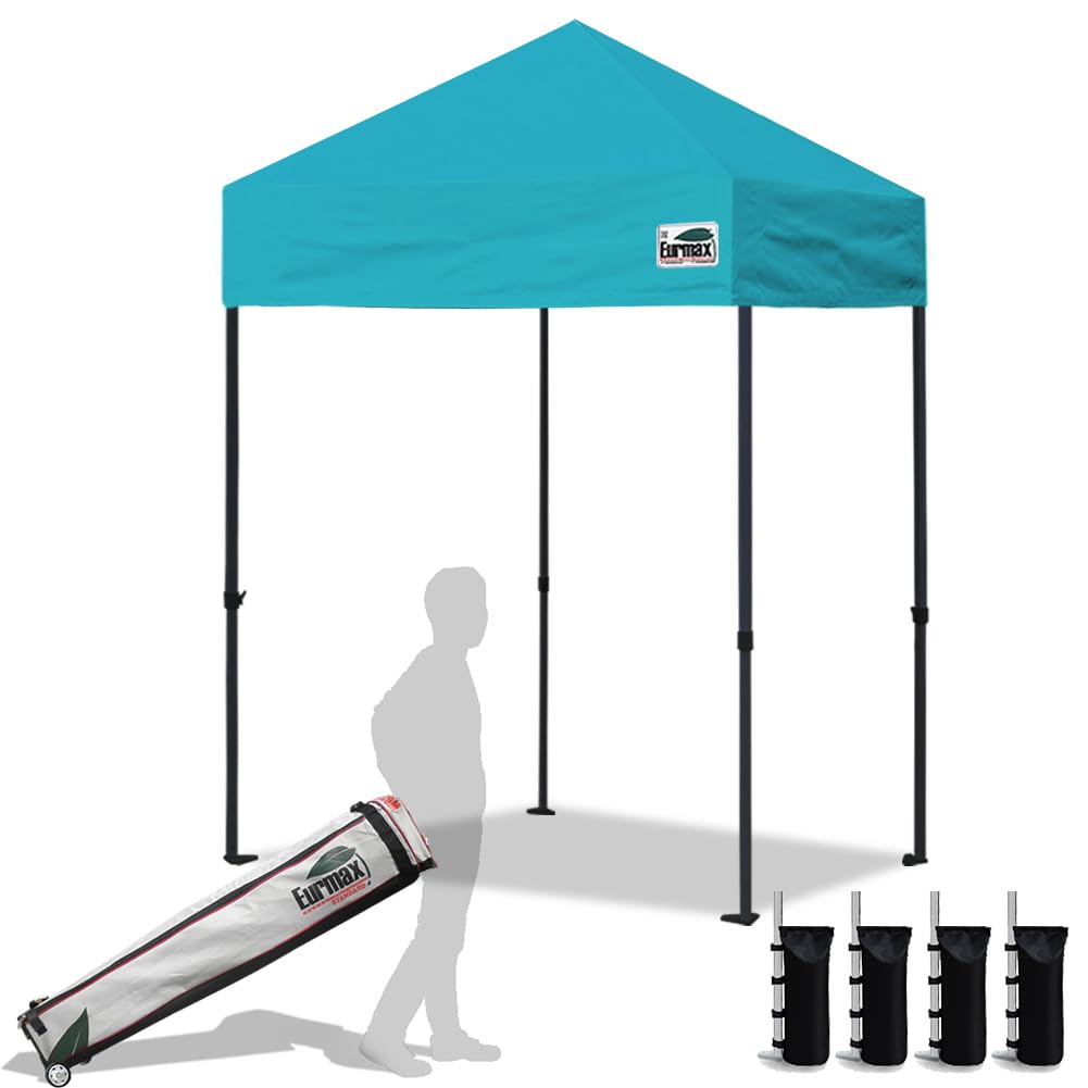 Eurmax USA 10x10ft Pop Up Canopy,Commercial Instant Tent for Outdoor Events,Patented No-Tip Rolling Storage Bag with 4 Sandbags,UV & Water Resistant,Heavy Duty Portable Shelter Gazebo,White
