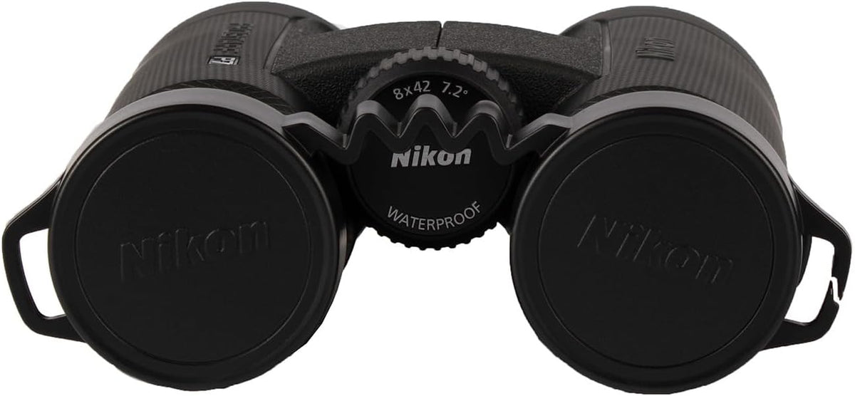 Nikon PROSTAFF P7 10x42 Binoculars | Waterproof Fogproof Design with 10x Magnification, Multilayer Coated Optics (16773) + Backpack + Flashlight + Cleaning Kit + Suspender Harness + 2 x Cap Keeper