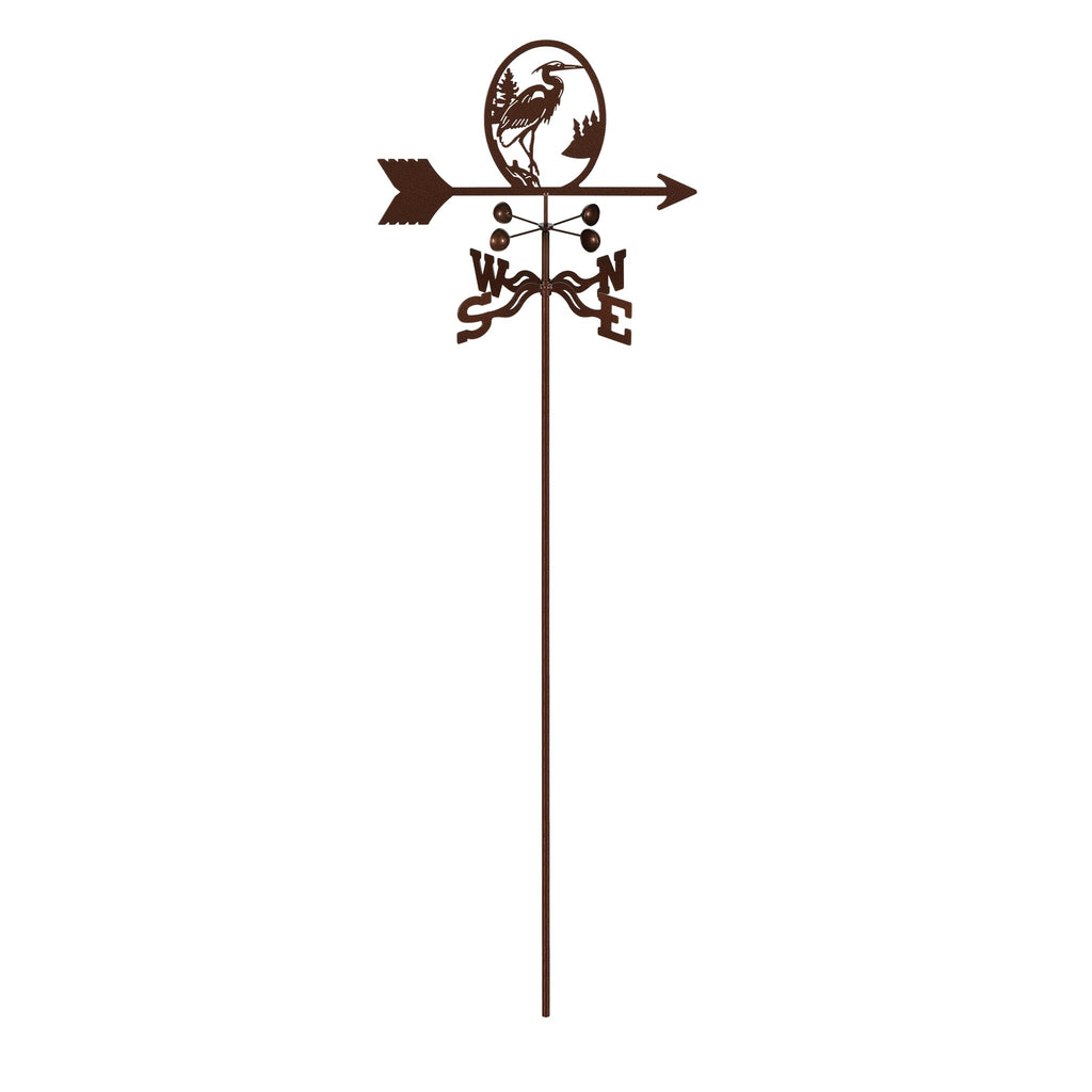 EZ Vane Steel Heron Bird Weathervane with Wind Cups — Post Mount
