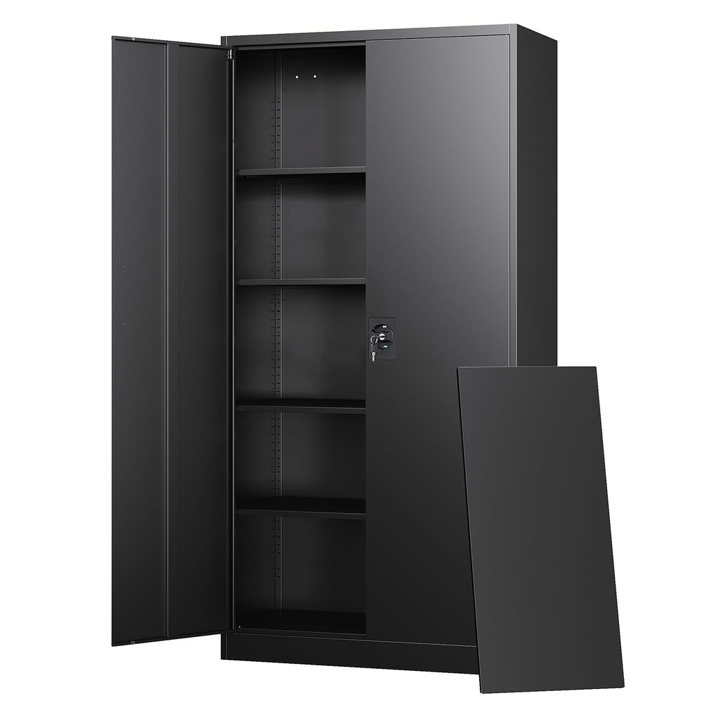 Letaya White Storage Cabinet with Adjustable Shelves-Metal Home Kitchen Pantry Cabinets with Doors,Organization Locker for Cupboard/Bedroom/Dining/Living/Bathroom/Office/Garage Room