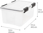 IRIS USA 6-Pack 19 Qt Storage Bins with Gasket Lids, Clear/Black