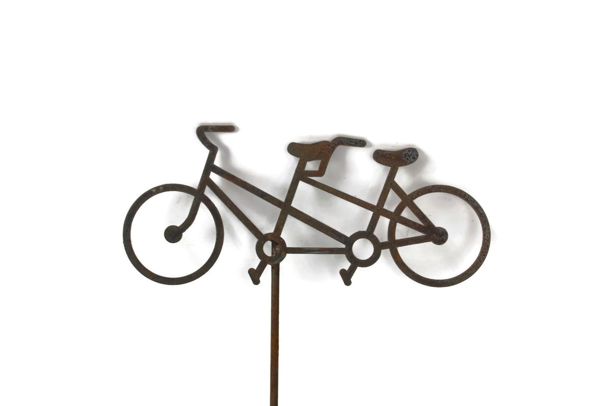 Hobby and Leisure Style Rustic or Powder Coated Metal Garden Stake or Stand (CUSTOM Medium Camper 23" Tall Including Stake, Silver)