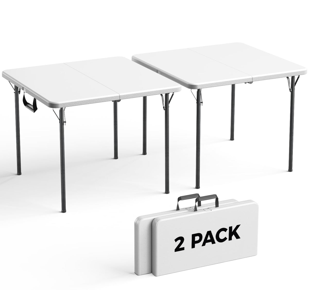 Folding Table 5FT 2 Pack Heavy Duty Plastic Table, Foldable & Portable, Fold-in-Half Utility Tables for Outdoor, Dining, Wedding, Events, Indoor, Picnic, Camping, Party,White