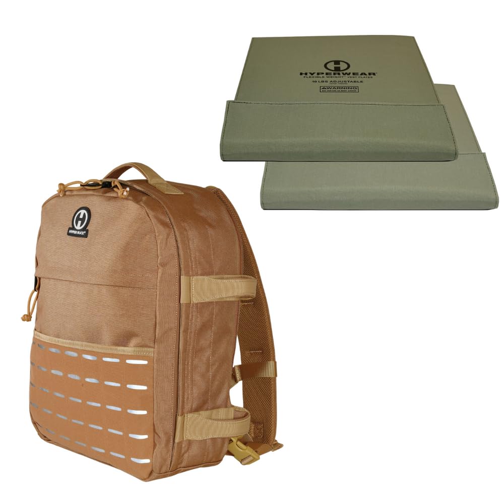 HYPERWEAR® Rucking Backpack with Weights for Walking - 20L Adjustable Weighted Ruck Pack, FlexLoad Plate System