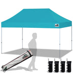 Eurmax USA 10x10ft Pop Up Canopy,Commercial Instant Tent for Outdoor Events,Patented No-Tip Rolling Storage Bag with 4 Sandbags,UV & Water Resistant,Heavy Duty Portable Shelter Gazebo,White