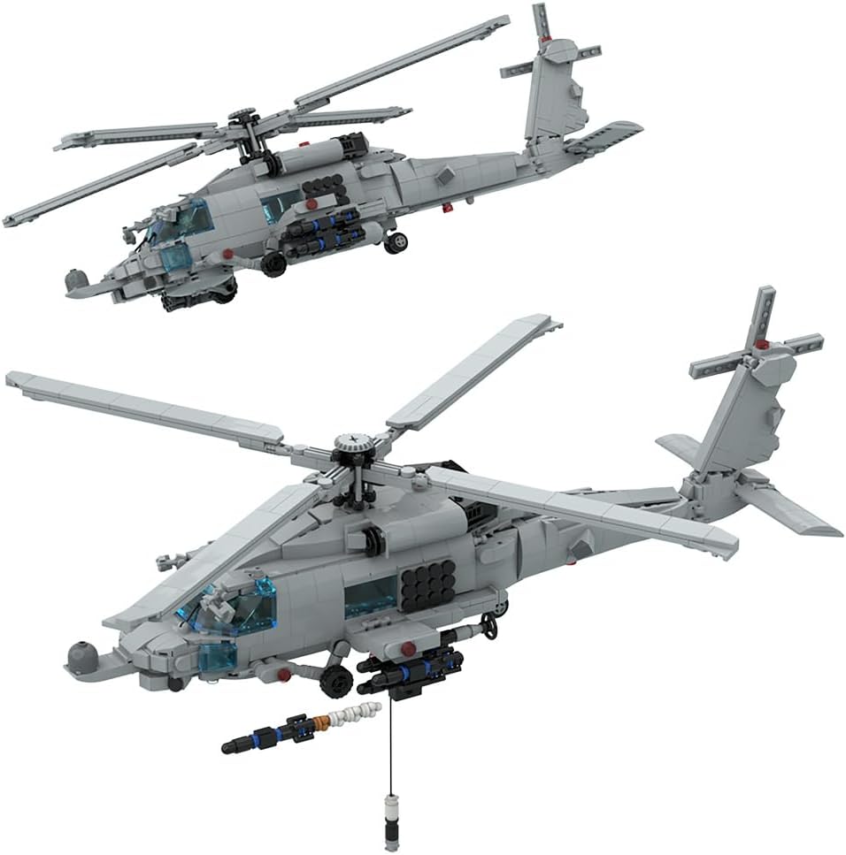 Helicopter Building Kit, MH-60R Seahawk Military Helicopter Model Toy Sets, Creative MOC Building Blocks for Adults (1252PCS)
