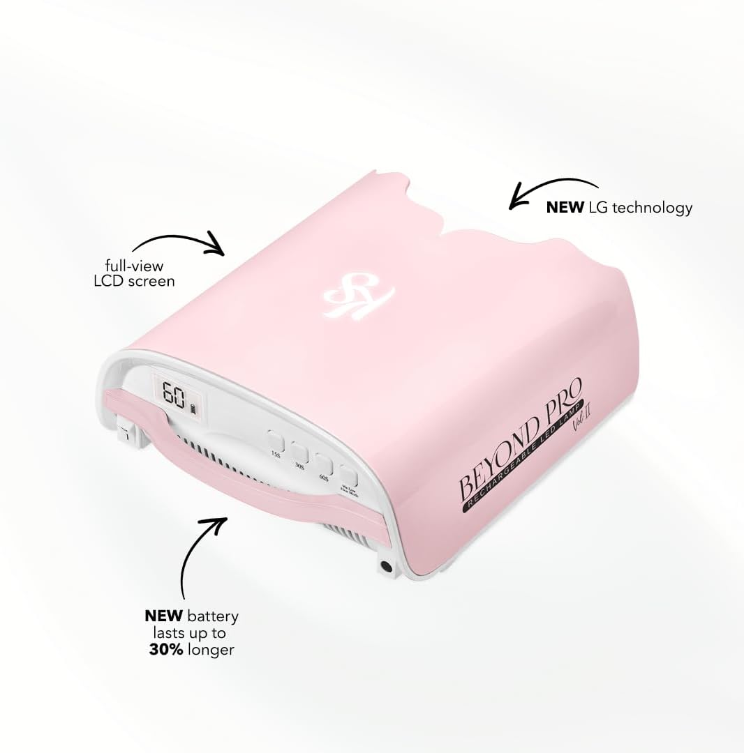 KIARA SKY Beyond Pro Vol. II - 48W Professional LED Nail Lamp | Cordless & Rechargeable with Automatic Sensor | Extended Battery Life for Gel Nail Polish | Pink