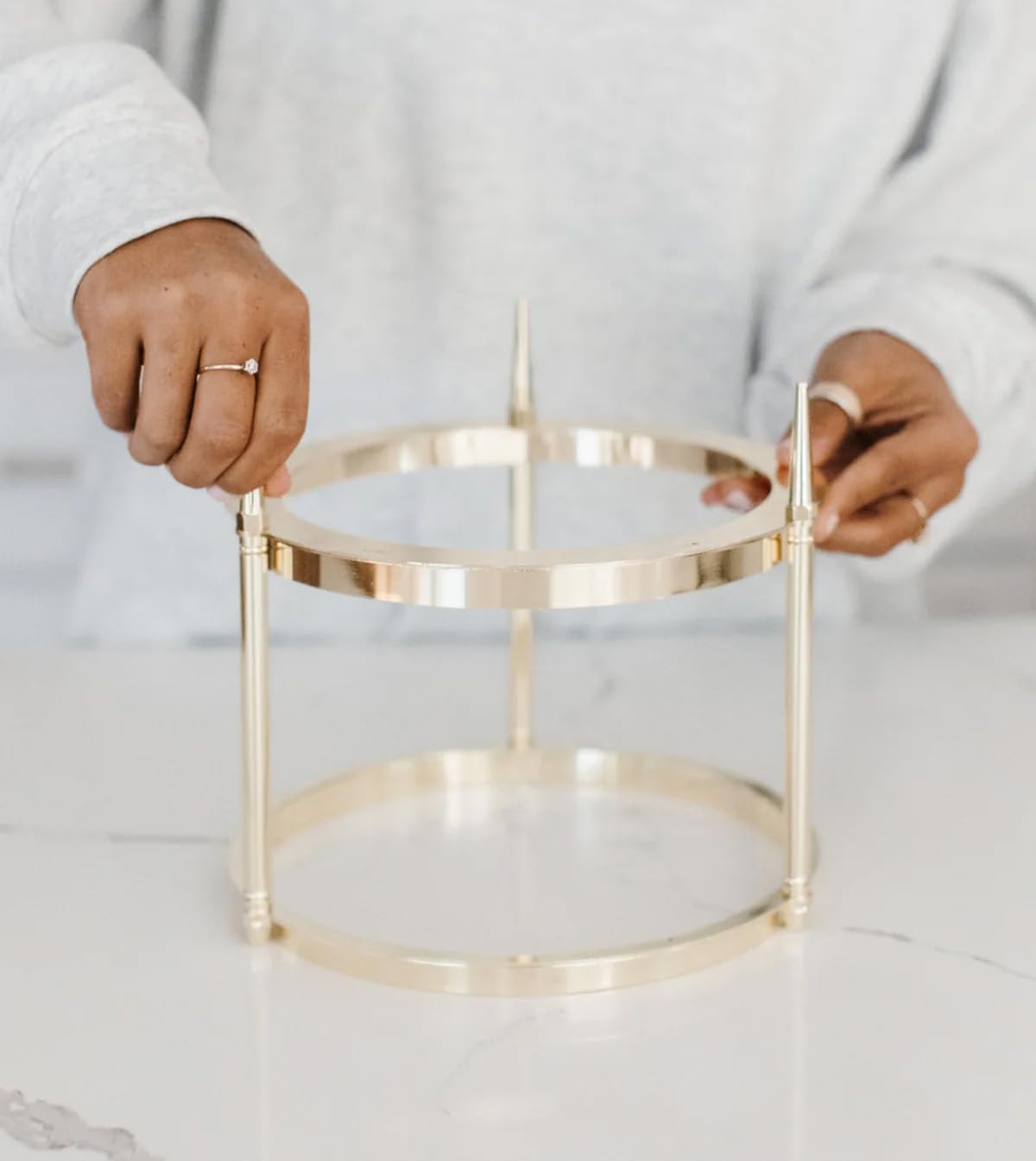Holder Stand for Large Candles, Gold Metal Display Base, Fits 150 oz & 300 oz Candles, Decorative Luxury Candle Pedestal