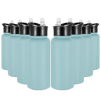 32 oz Insulated Water Bottle Bulk 8 Pack, Stainless Steel Sports Water Bottles with Straw Lid & Wide Mouth Lids, Double Walled Vacuum, Leak Proof, White