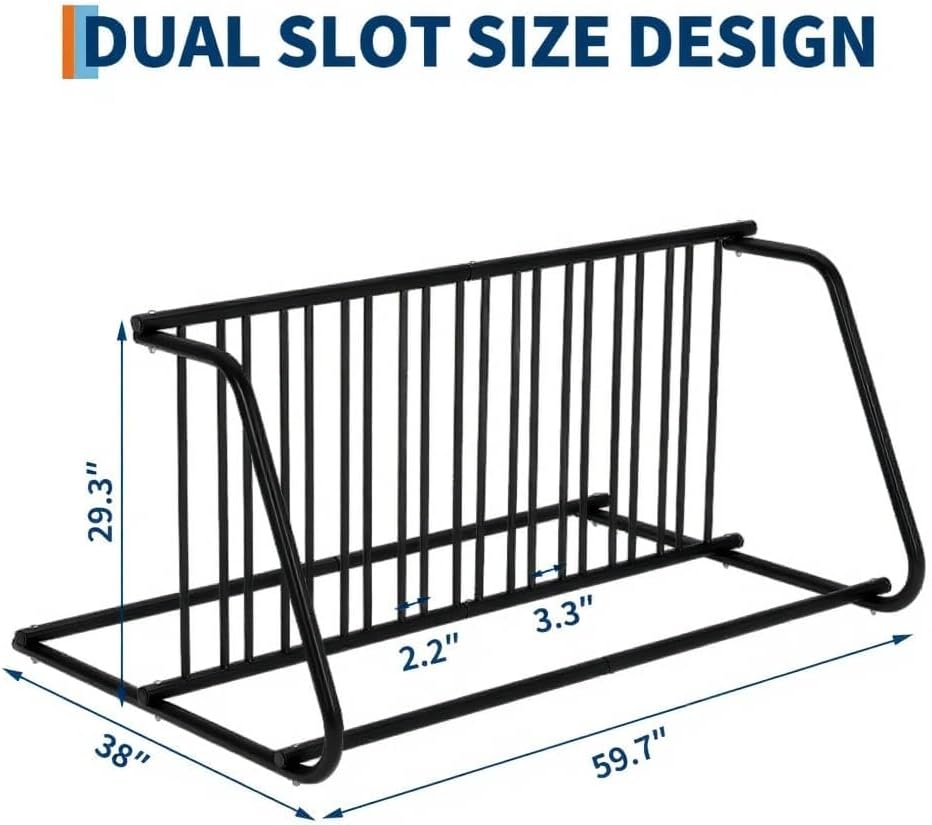 10-Bike Floor Rack, 122" Steel Single-Sided Bike Storage Stand