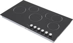 5 Burner Electric Stove Top Countertop, 110V 4800W 35.5" Built-in Electric Radiant Cook Top with Knob Control, 5 Power Levels, Automatic Shutdown,Hard Wire, No Plug