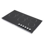 5 Burner Electric Stove Top Countertop, 110V 4800W 35.5" Built-in Electric Radiant Cook Top with Knob Control, 5 Power Levels, Automatic Shutdown,Hard Wire, No Plug