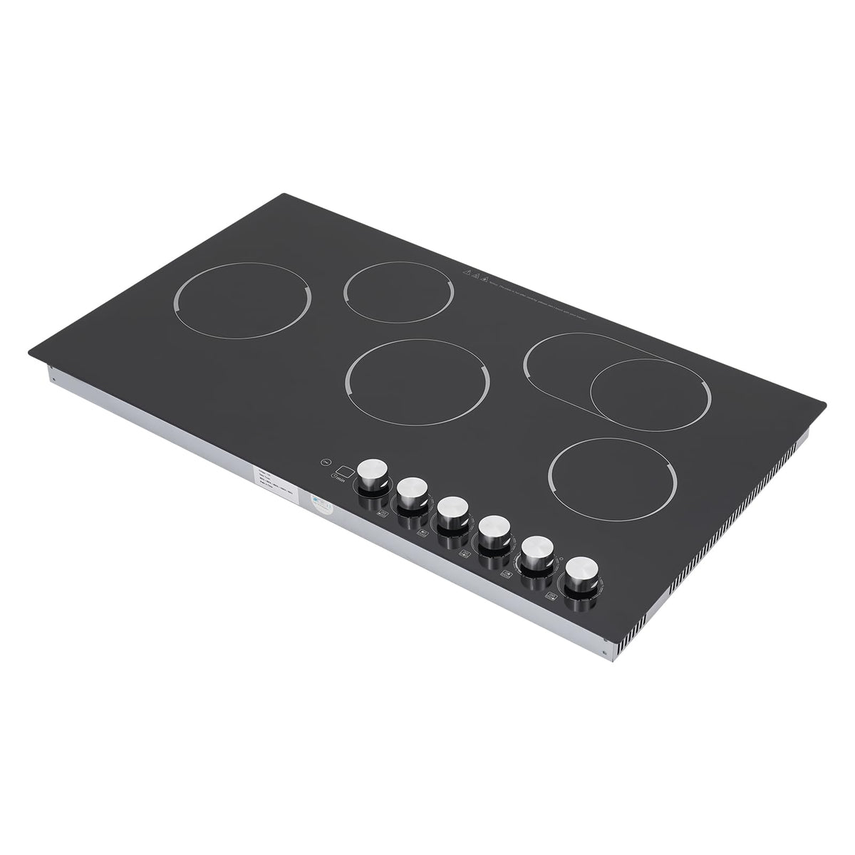 5 Burner Electric Stove Top Countertop, 110V 4800W 35.5" Built-in Electric Radiant Cook Top with Knob Control, 5 Power Levels, Automatic Shutdown,Hard Wire, No Plug