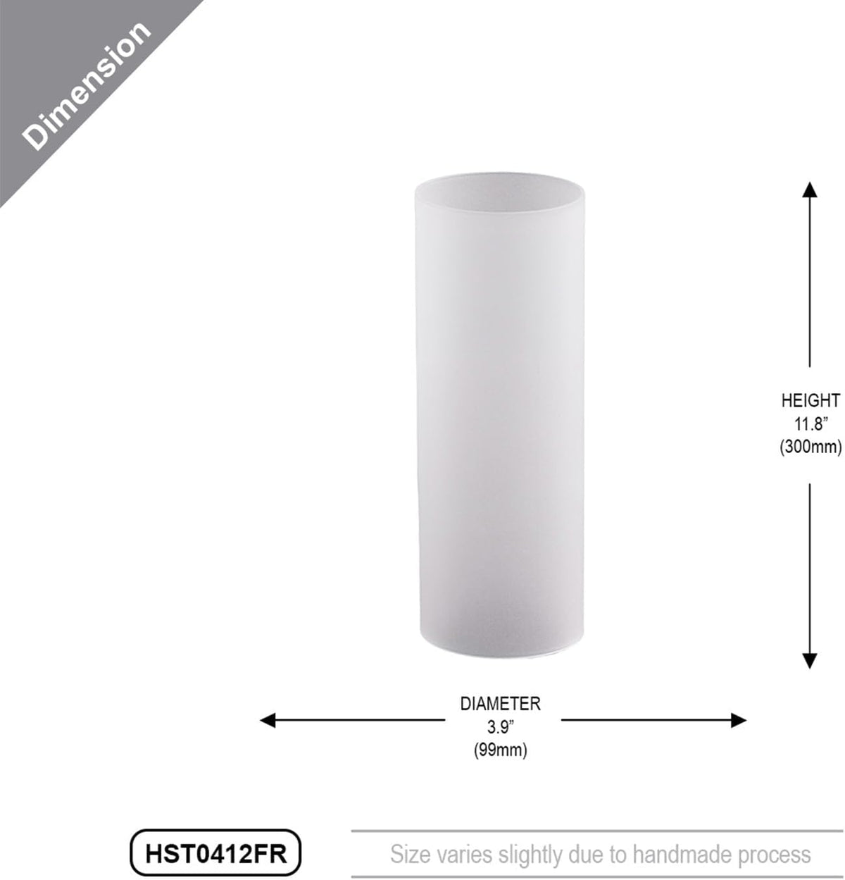 WGVI Hurricane Candle Holder Sleeve, W: 4", Ht: 12", Frosted Glass Cylinder Open Both Ends, Chimney Tube Shade, 12 Piece
