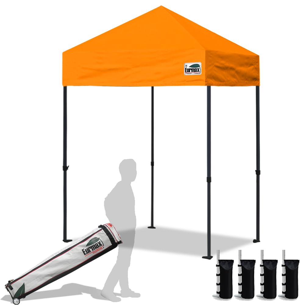 Eurmax USA 10x10ft Pop Up Canopy,Commercial Instant Tent for Outdoor Events,Patented No-Tip Rolling Storage Bag with 4 Sandbags,UV & Water Resistant,Heavy Duty Portable Shelter Gazebo,White