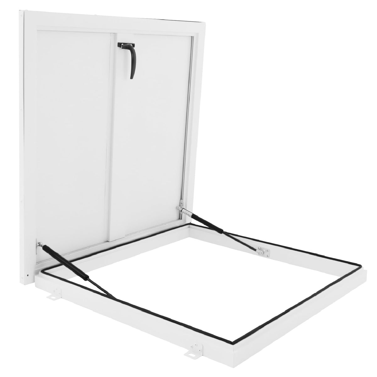 23.6" L X 23.6" W Aluminum Roof Access Hatch, Roof Security Door, Rooftop Hatch Cover Plate for Wellhead Lid, Cellar Cover (Black-23.6inch)