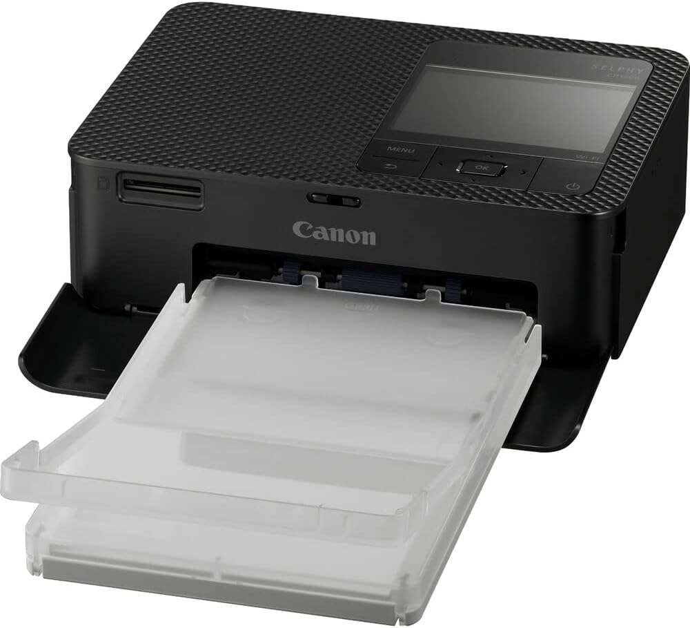Canon SELPHY CP1500 Compact Photo Printer | Black with KP-108IN Color Ink and Paper Set (2 Items)