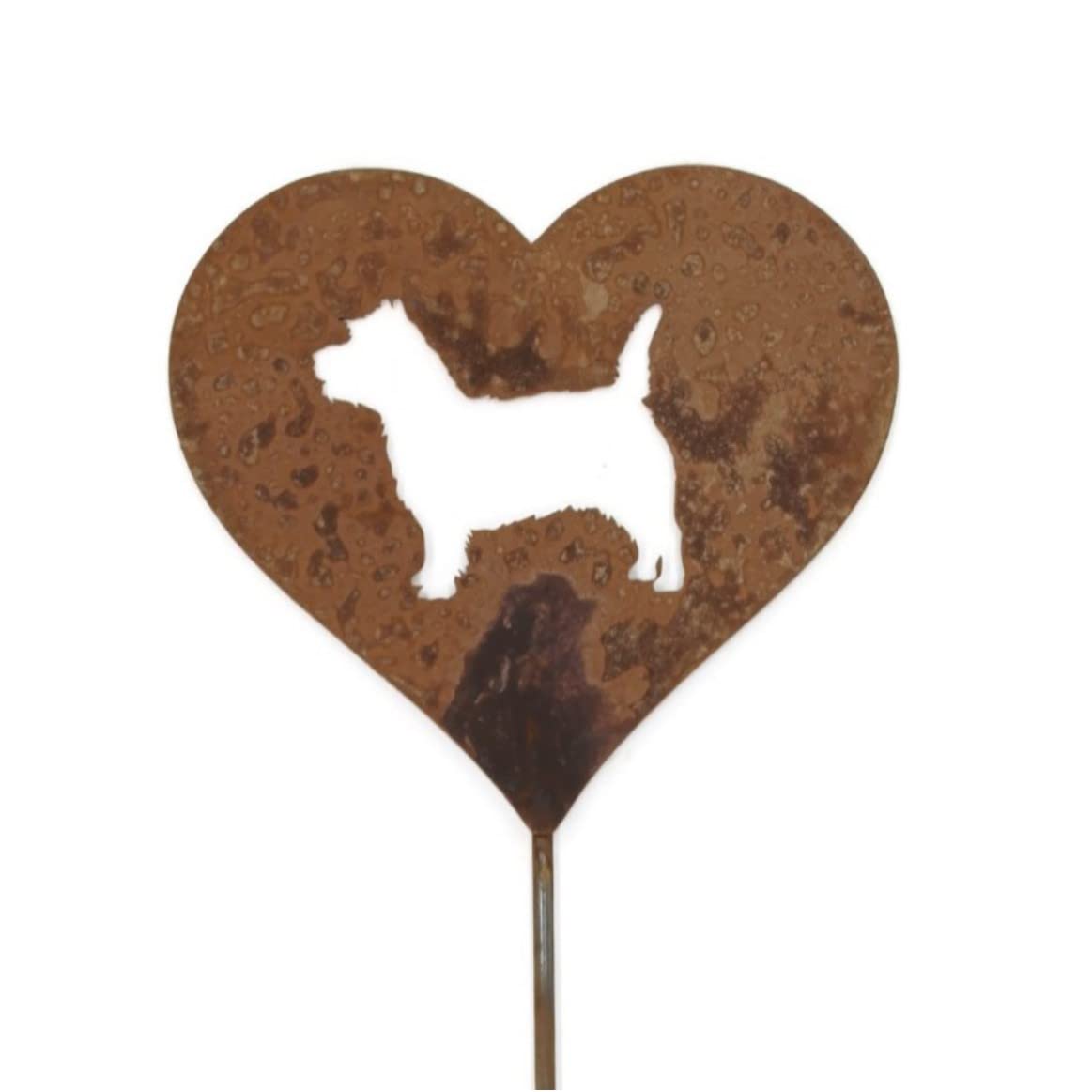 Pet Dog, Cat, Rabbit or Bird Keepsake Memorial Heart Garden Stake 20 to 28 Inches Tall (Large Heart, 28" Tall, Cross, Naturally Rusted)