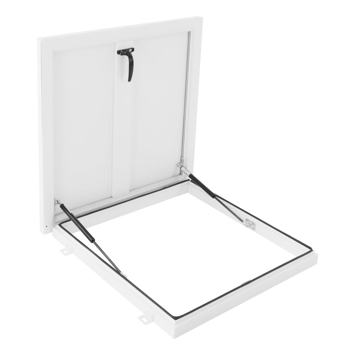 Roof Hatch, Roof Access Hatch,Roof Security Door with Hydraulic Support Rod and Switch Type Handle,Commercial Manhole Cellar Export Lid,Attic Skylights Roof Hatch Vent Access Door (Black-25.6x25.6)