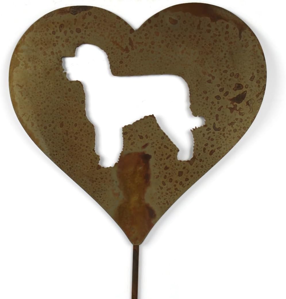Pet Dog, Cat, Rabbit or Bird Keepsake Memorial Heart Garden Stake 20 to 28 Inches Tall (Large Heart, 28" Tall, Schnauzer, Naturally Rusted)