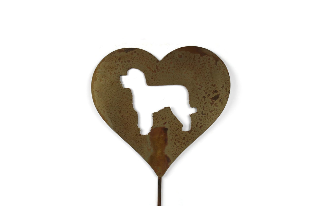 Pet Dog, Cat, Rabbit or Bird Keepsake Memorial Heart Garden Stake 20 to 28 Inches Tall (Large Heart, 28" Tall, Paw Print, Naturally Rusted)