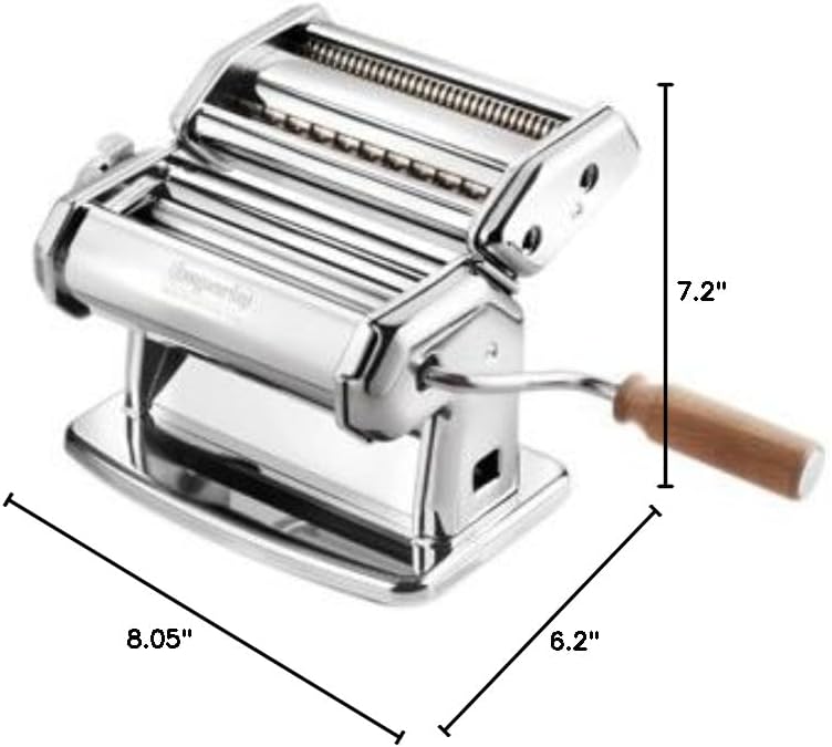 Imperia IPasta Classic Line. Pasta Machine 100% Made in Italy. Fresh pasta machine in steel. Manual roller with crank. Creates dough sheets for Lasagne, Tagliolini, Fettuccine. (End of line)