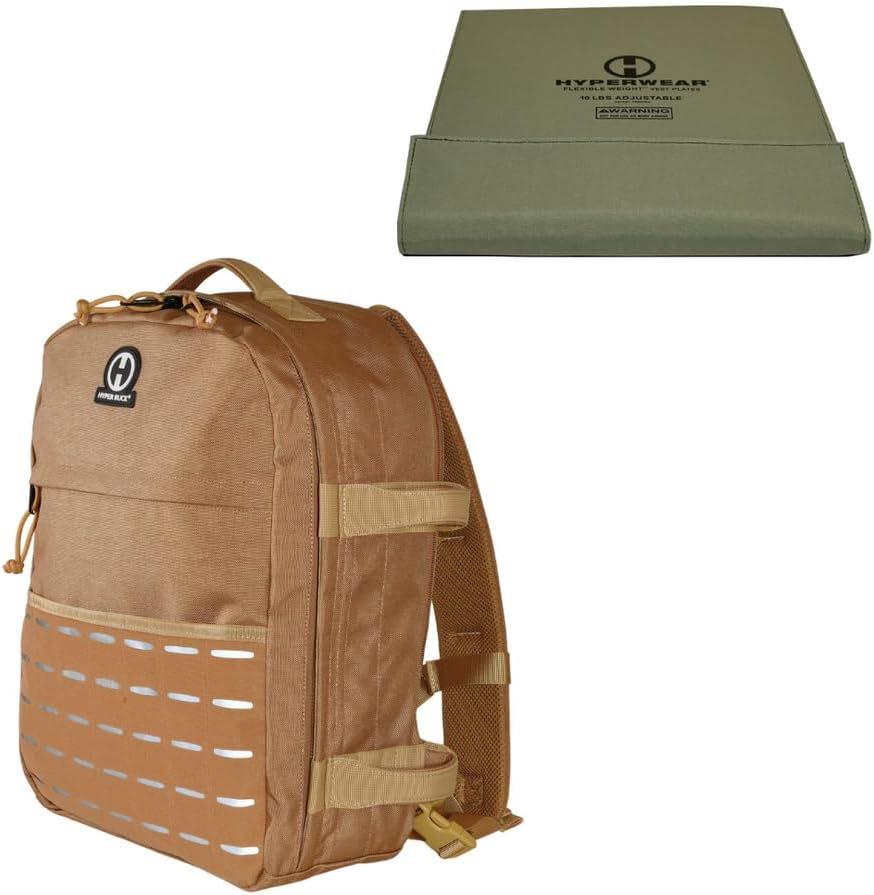 HYPERWEAR® Rucking Backpack with Weights for Walking - 20L Adjustable Weighted Ruck Pack, FlexLoad Plate System