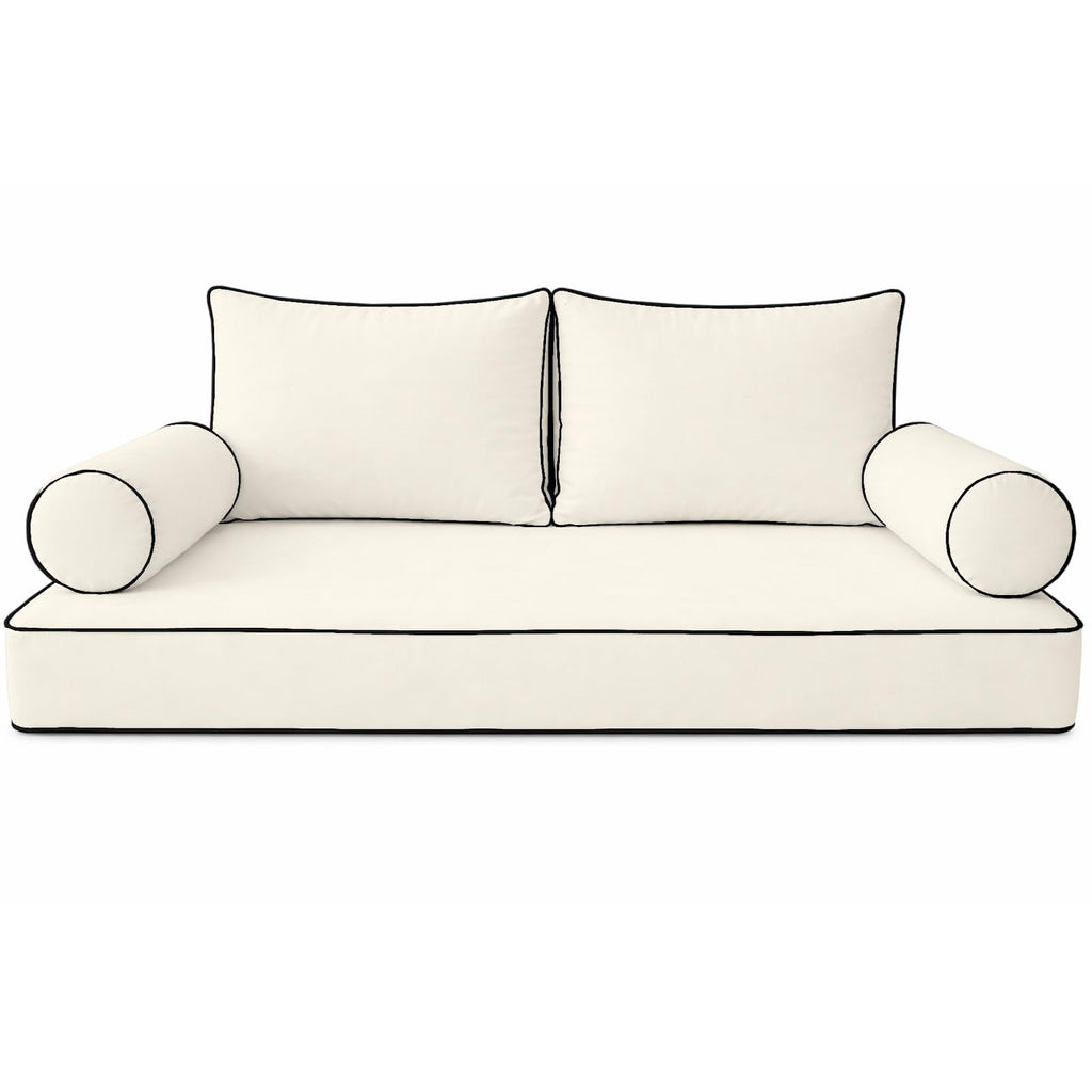 Cottington Lane 5 Piece Outdoor Daybed Cushion Cover Set, Twin Size Fitted 39" x 75" with 6" Deep Fit, Waterproof Indoor Daybed/Porch Swing Bed Mattress & Pillow Bolster Cushion Cover, Light Grey