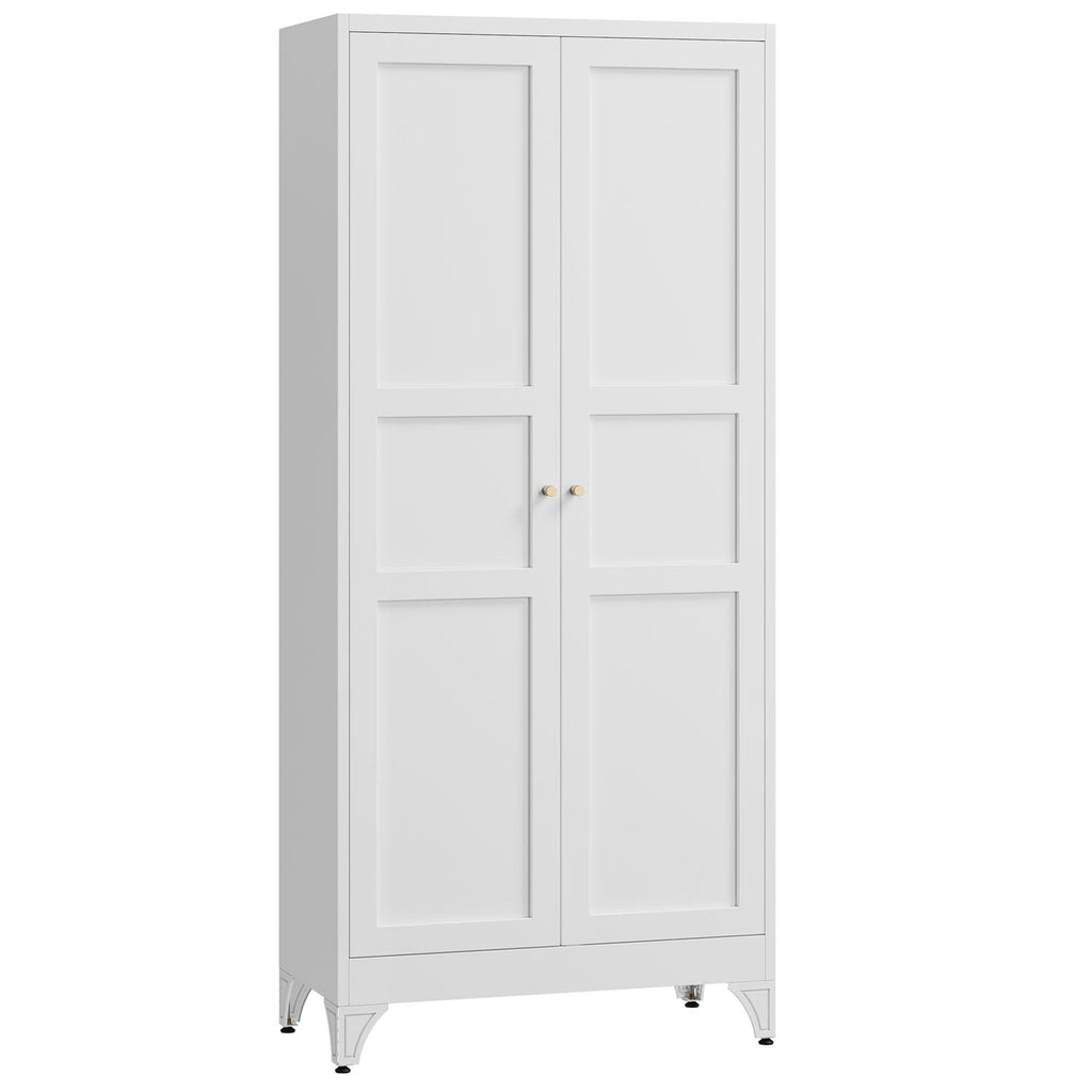 Letaya White Storage Cabinet with Adjustable Shelves-Metal Home Kitchen Pantry Cabinets with Doors,Organization Locker for Cupboard/Bedroom/Dining/Living/Bathroom/Office/Garage Room
