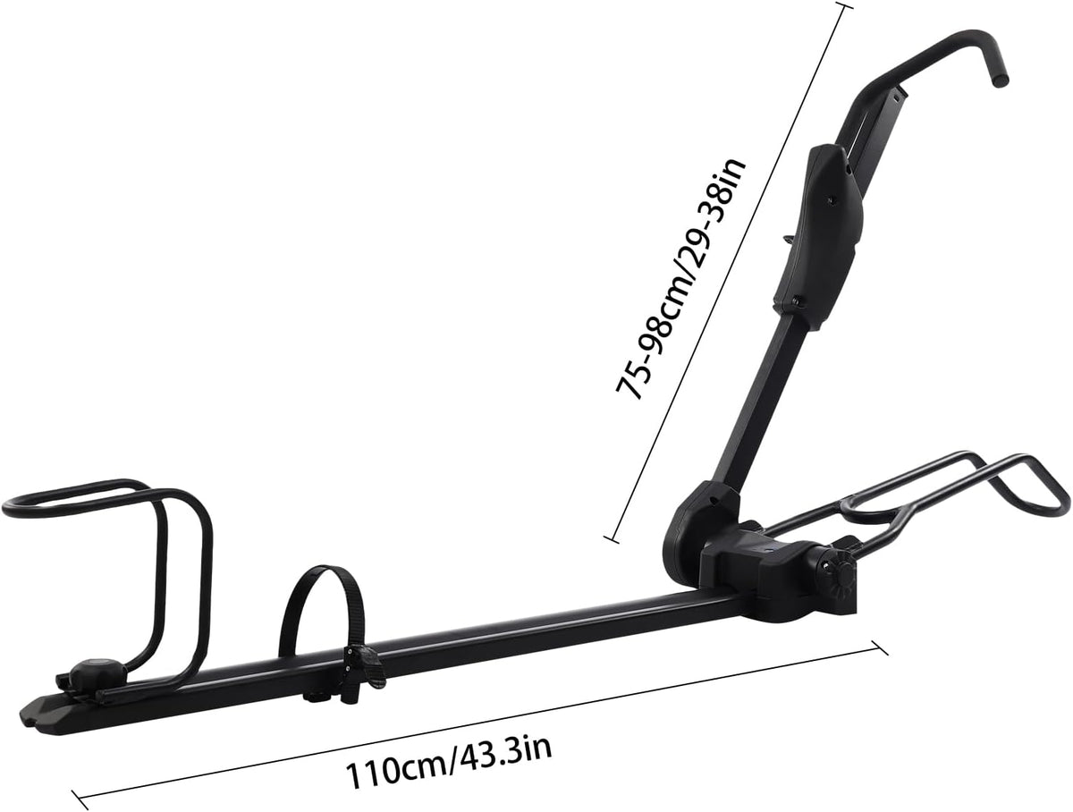 Roof Bike Rack for Cars/SUVs - Adjustable 29-38in Universal Bike Mount with Double Anti-Theft Locks, Fits Mountain/Road/Kids Bikes (Max Tire 2.2in), Foldable & Easy Install