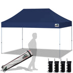 Eurmax USA 10x10ft Pop Up Canopy,Commercial Instant Tent for Outdoor Events,Patented No-Tip Rolling Storage Bag with 4 Sandbags,UV & Water Resistant,Heavy Duty Portable Shelter Gazebo,White