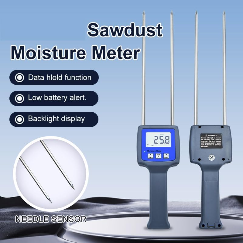 Wood Sawdust Powder Meter Hay Bale Bamboo Powder Moisture Fiber Tester with LCD Display Wood Sawdust Bamboo Powder Humidity Tester with Measuring Range 0 to 84 Percent