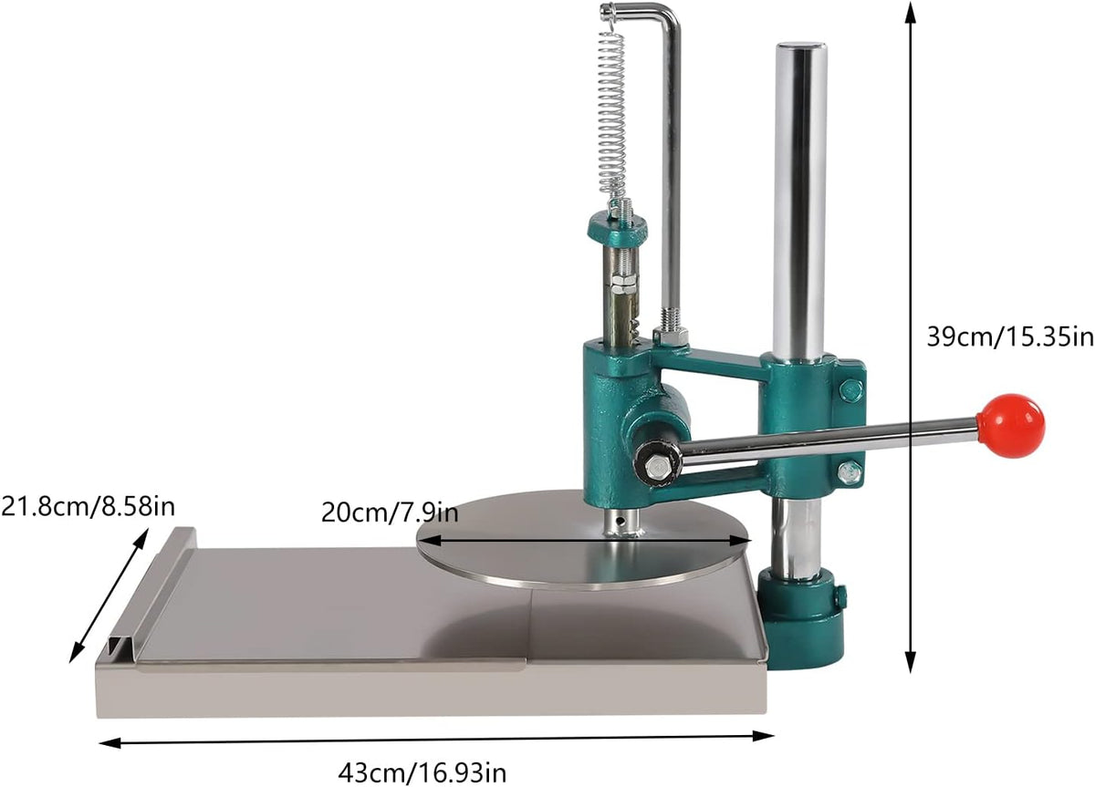 Dough Press Machine, Portable Pizza Dough Press Household Pizza Dough Pastry Manual Press Machine for Making Hand Pies, Meatloaf, Soft Rolls Pizza Dough Maker Adjustable Thickness (7.9in)