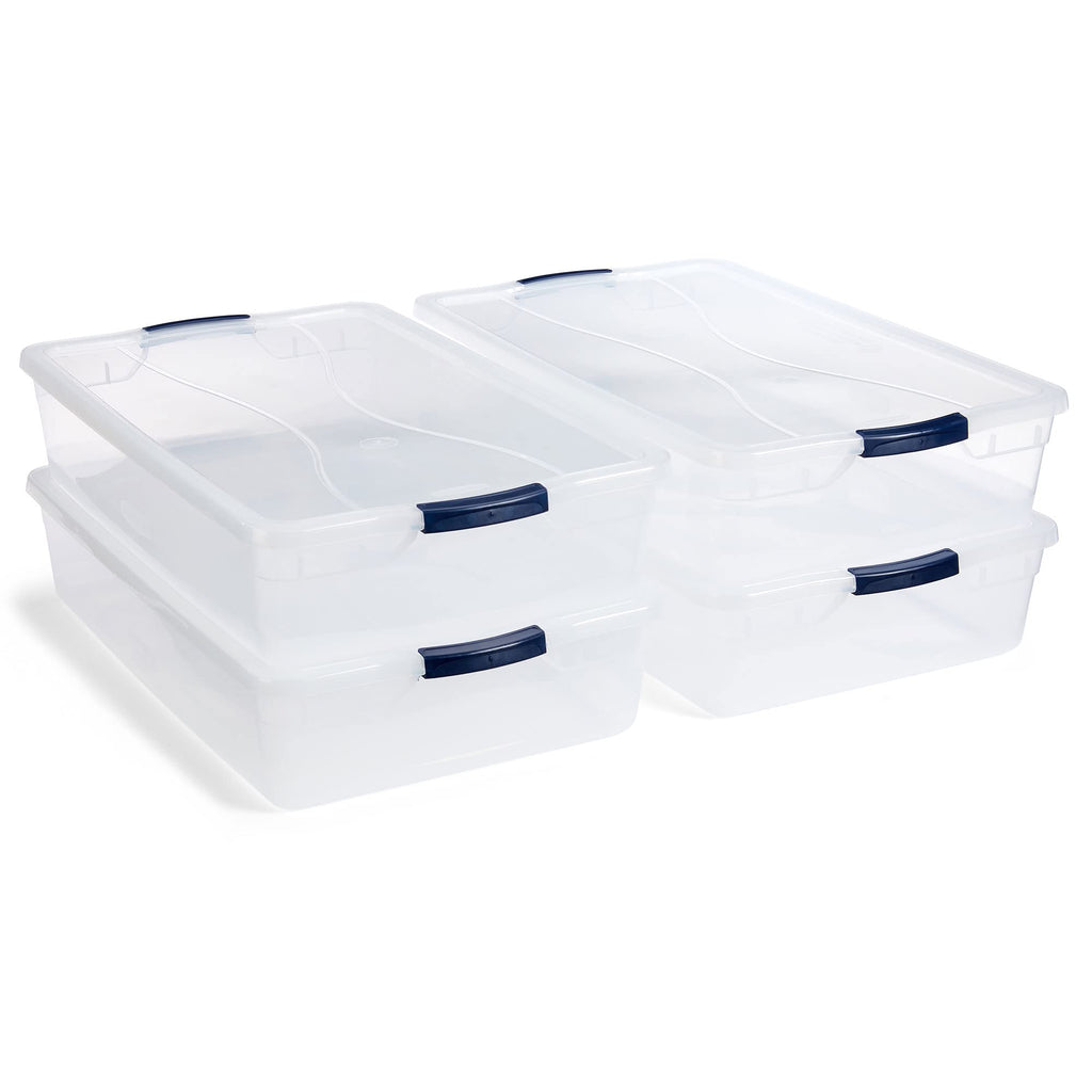 Rubbermaid Cleverstore Clear 32 Qt, 6 Pack Stackable Plastic Storage Bins with Lids, Great for Closet and Laundry Storage, Organizing in the Home