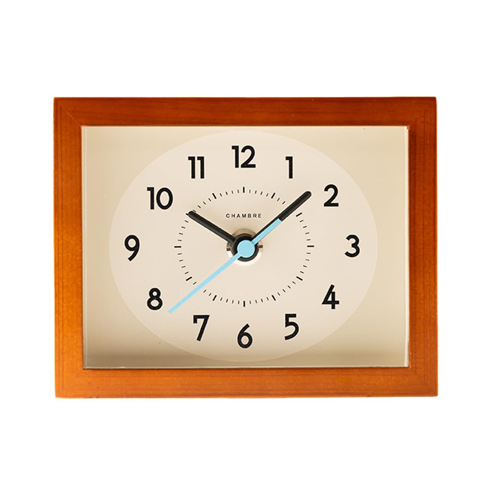 Wooden Desk Clock Japanese Handcrafted Solid Wood Clock Silent Non-Ticking Battery Operated Modern Decorative for Living Room Bedroom Office HINOKI Clock CH-070 (Dark Brown)