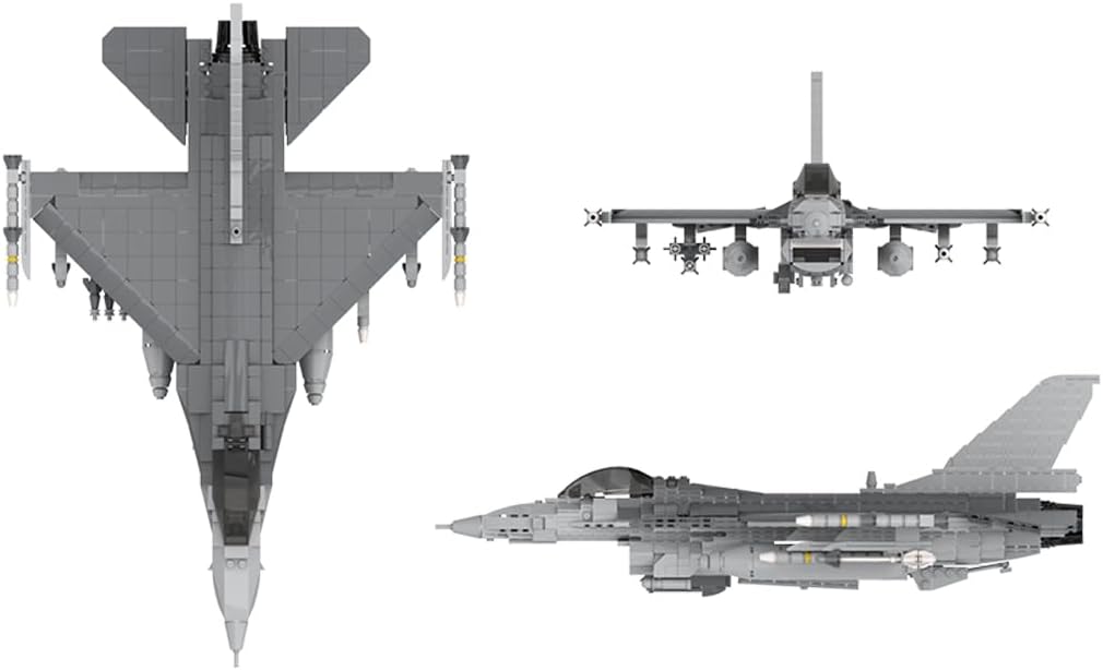 FunXylophy F-16C Fighter Jet Building Block Set, Military Army Airplane Building Bricks, Airplane Jet Model Collection Gift for Military Enthusiasts(1101PCS)