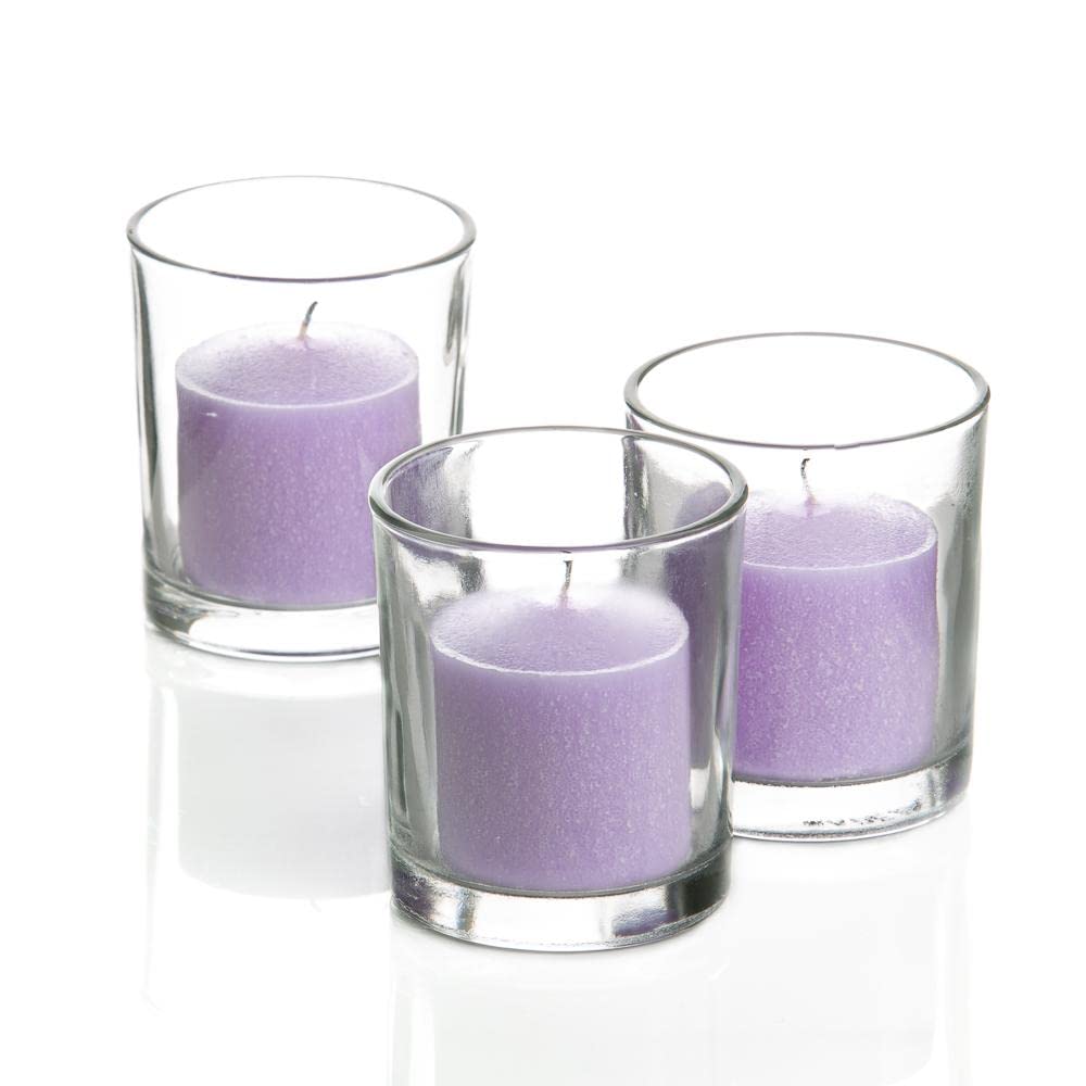 Set of 144 Richland Votive Candles White Unscented and 144 Clear Glass Eastland Votive Holders