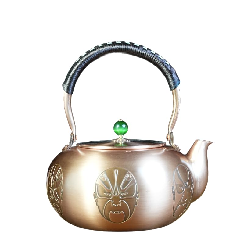 2000ml Large Pumpkin Shape Handmade Teapot Stove Top Copper Tea Pot Turkish Tea Pot Pure for Stovetop Copper Tea Kettle Stovetop (Pot 2000ml)