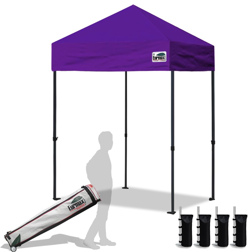 Eurmax USA 10x10ft Pop Up Canopy,Commercial Instant Tent for Outdoor Events,Patented No-Tip Rolling Storage Bag with 4 Sandbags,UV & Water Resistant,Heavy Duty Portable Shelter Gazebo,White