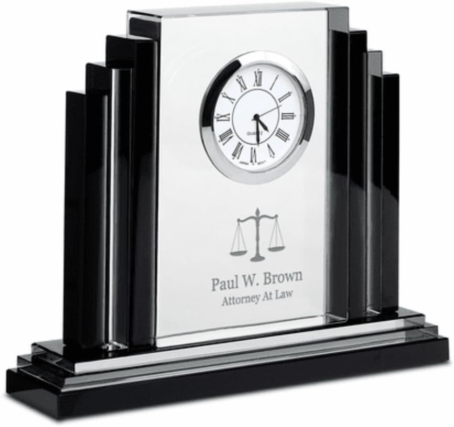 Executive Gift Shoppe Lawyer Personalized Step Design Premier Crystal Clock